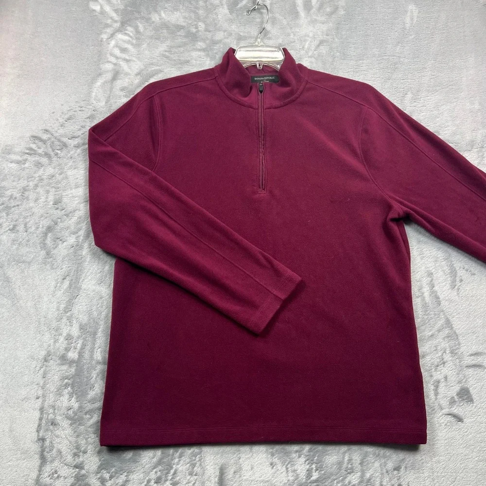 Banana Republic Fleece Pullover Mens L Burgundy Ultrawarm Quarter Zip 386851-02